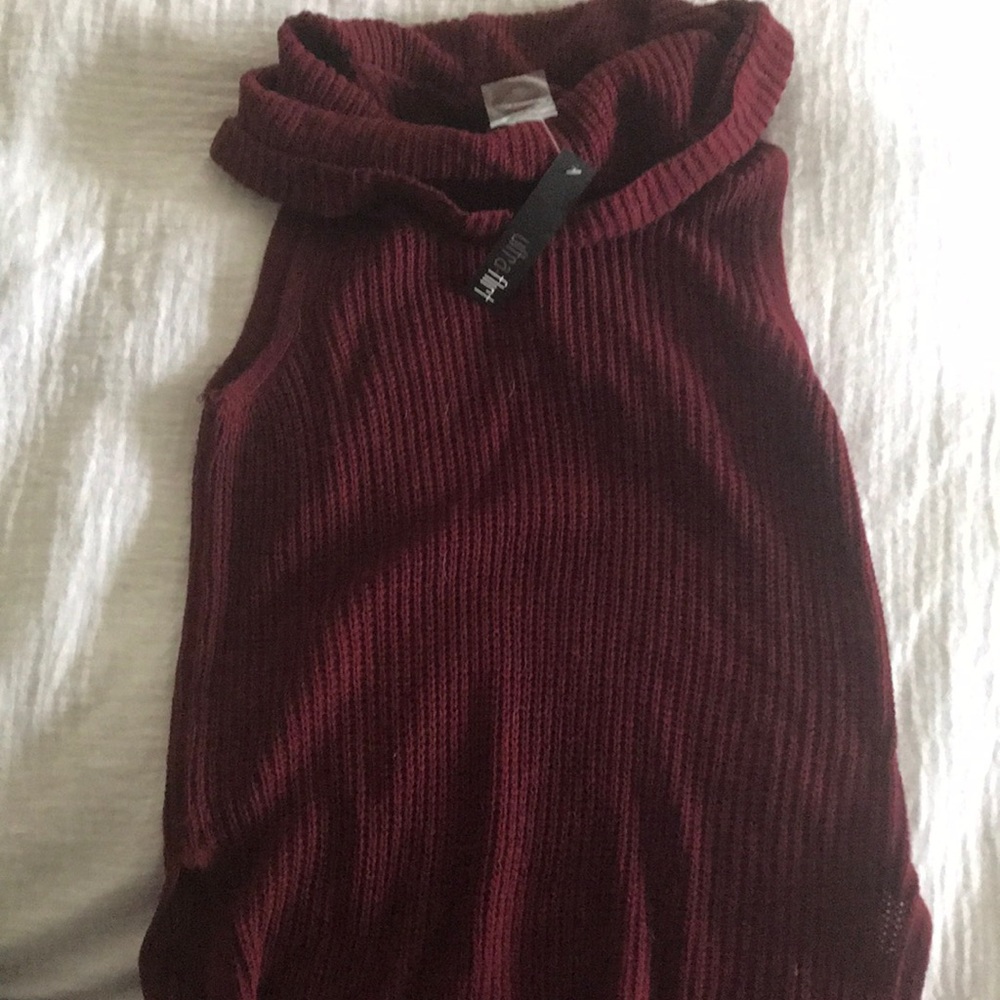 Maroon cowl neck sleeveless sweater